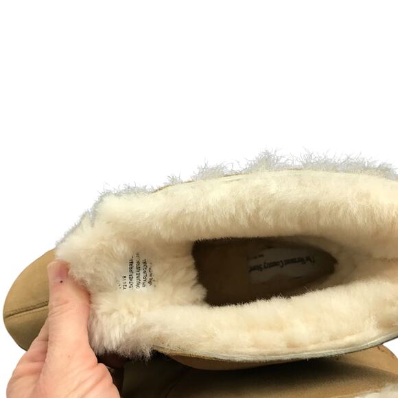 Vermont Country Store Bootie Slippers Womens Sz10 Chestnut Leather Shearling New - Picture 2 of 7